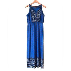 Luxology Blue Maxi Boho Floral Spring Summer Dress Sz 12